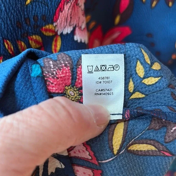 Loft Wildflower Chinoiserie Floral Blue Blouse Large Petite - Picture 6 of 10